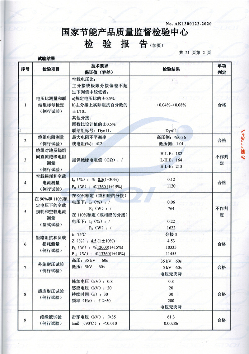 高低压试验报告-S11-1250奉节奉节奉节油浸式变压器-2.jpg